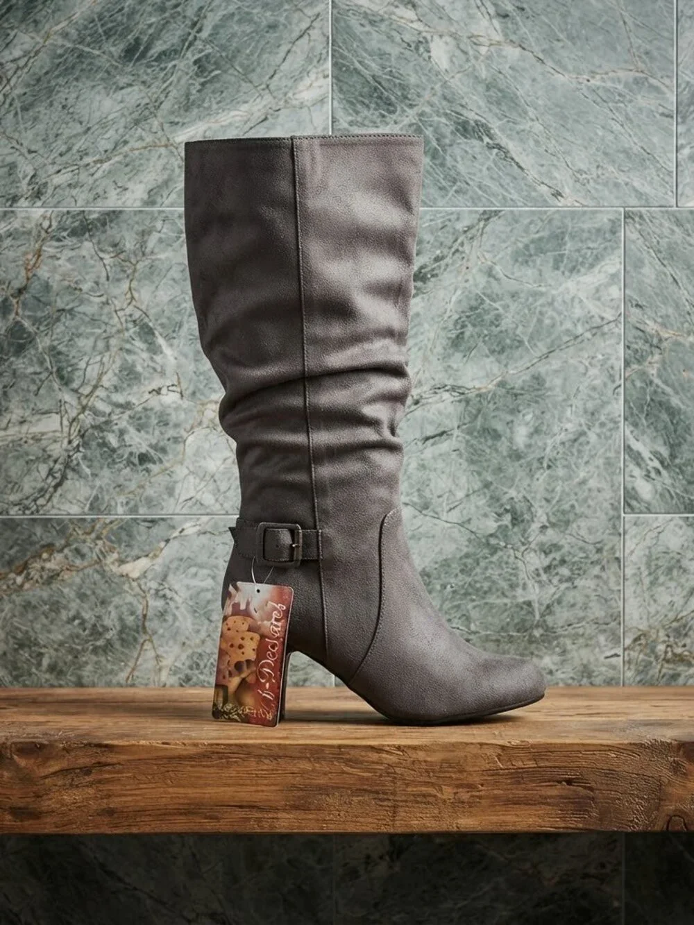 Bella Vita | Gray Leather Wide Calf Knee-High Boots- Size 9